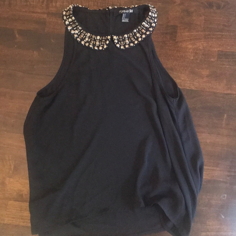 Black top with beaded collar